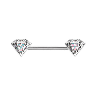 Silver & Gold Sparkling Diamond Revo Inlay Nipple Barbell Ring-WildKlass Jewelry