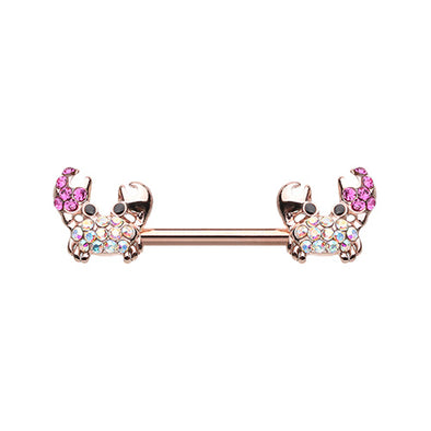 Gold, Rose Gold Posh Sea Crab Nipple Barbell Ring-WildKlass Jewelry