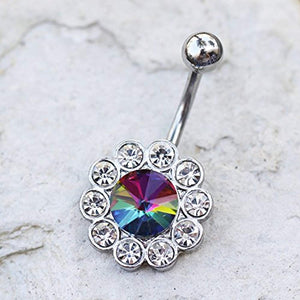 316L Stainless Steel Vitrail Medium Flower WildKlass Navel Ring-WildKlass Jewelry