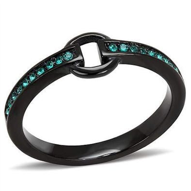 WildKlass Stainless Steel Ring IP Women Top Grade Crystal Emerald-WildKlass Jewelry