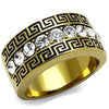 WildKlass Stainless Steel Ring IP GoldMen Top Grade Crystal Clear-WildKlass Jewelry