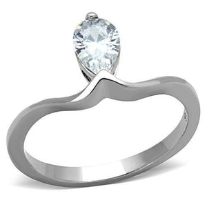 WildKlass Stainless Steel Solitaire Ring High Polished (no Plating) Women AAA Grade CZ Clear-WildKlass Jewelry