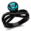WildKlass Stainless Steel Ring IP Women Top Grade Crystal Blue Zircon-WildKlass Jewelry