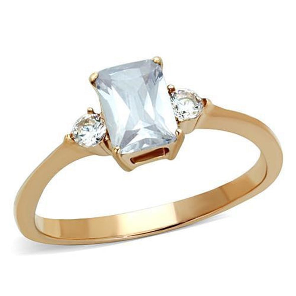 WildKlass Stainless Steel Ring IP Rose Gold Women AAA Grade CZ Clear-WildKlass Jewelry