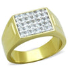 WildKlass Stainless Steel Ring IP Gold Men AAA Grade CZ Clear-WildKlass Jewelry