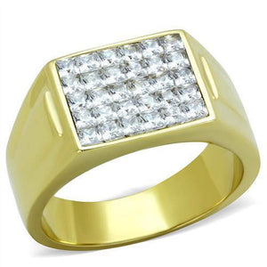 WildKlass Stainless Steel Ring IP Gold Men AAA Grade CZ Clear-WildKlass Jewelry