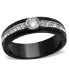 WildKlass Stainless Steel Ring Two-Tone IP Black Women AAA Grade CZ Clear-WildKlass Jewelry