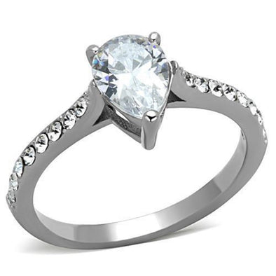 WildKlass Stainless Steel Western Ring High Polished (no Plating) Women AAA Grade CZ Clear-WildKlass Jewelry