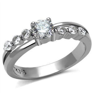 WildKlass Stainless Steel Ring High Polished Women AAA Grade CZ Clear-WildKlass Jewelry