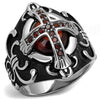 WildKlass Stainless Steel Ring High Polished Men AAA Grade CZ Garnet-WildKlass Jewelry