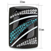 WildKlass Stainless Steel Ring IP Black Women Top Grade Crystal Blue Zircon-WildKlass Jewelry