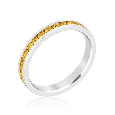 WildKlass Stylish Stackables with Yellow Crystal Ring-WildKlass Jewelry