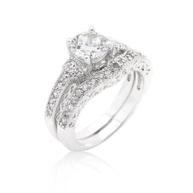 WildKlass Art Deco Round Cut Bridal Set-WildKlass Jewelry