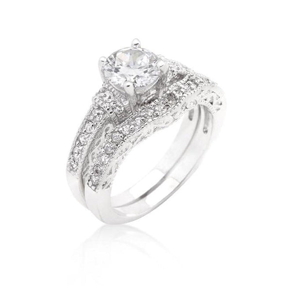 WildKlass Art Deco Round Cut Bridal Set-WildKlass Jewelry