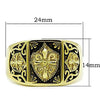 WildKlass Stainless Steel Cross Ring IP Gold Men Epoxy Jet-WildKlass Jewelry