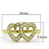 WildKlass Stainless Steel Heart Ring IP Gold Women Top Grade Crystal Clear-WildKlass Jewelry