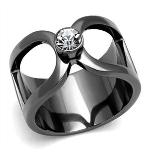 WildKlass Stainless Steel Ring IP Light Black (IP Gun) Men Top Grade Crystal Clear-WildKlass Jewelry