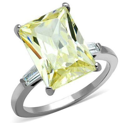 WildKlass Stainless Steel Engagement Ring High Polished (no Plating) Women AAA Grade CZ Citrine Yellow-WildKlass Jewelry