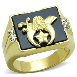WildKlass Stainless Steel Ring IP Gold Men Synthetic Jet-WildKlass Jewelry