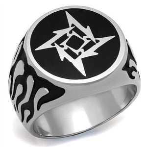 WildKlass Stainless Steel Ring High Polished Men Epoxy Jet-WildKlass Jewelry