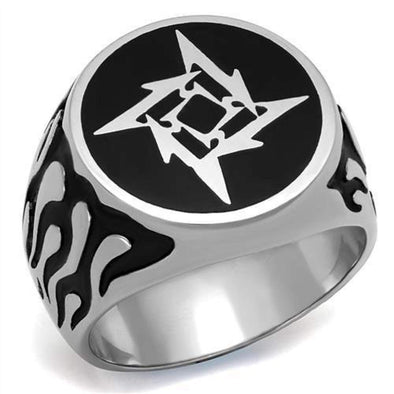 WildKlass Stainless Steel Ring High Polished Men Epoxy Jet-WildKlass Jewelry