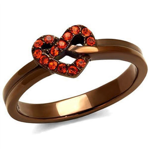 WildKlass Stainless Steel Ring IP Coffee Light Women Top Grade Crystal Orange-WildKlass Jewelry