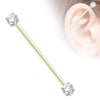 Round CZ Prong Set Ends 316L Surgical Steel WildKlass Industrial Barbells-WildKlass Jewelry