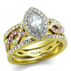 WildKlass Stainless Steel Ring Two-Tone IP Gold Women AAA Grade CZ Clear-WildKlass Jewelry