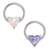 316L Stainless WildKlass Steel Synthetic Opal Heart Snap-in Captive Bead Ring/Septum Ring-WildKlass Jewelry