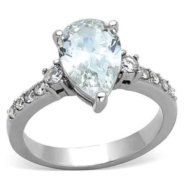 WildKlass Stainless Steel Pave Ring High Polished (no Plating) Women AAA Grade CZ Clear-WildKlass Jewelry