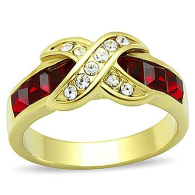 WildKlass Stainless Steel Anniversary Ring IP Gold Women Top Grade Crystal Siam-WildKlass Jewelry