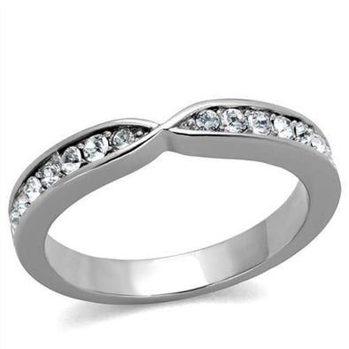 WildKlass Stainless Steel Ring High Polished (no Plating) Women Top Grade Crystal Clear-WildKlass Jewelry