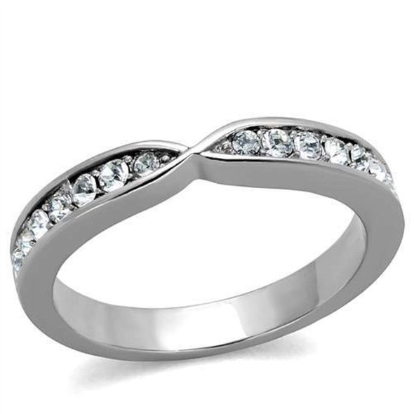 WildKlass Stainless Steel Ring High Polished (no Plating) Women Top Grade Crystal Clear-WildKlass Jewelry
