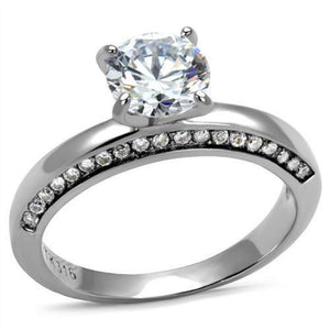 WildKlass Stainless Steel Ring High Polished Women AAA Grade CZ Clear-WildKlass Jewelry
