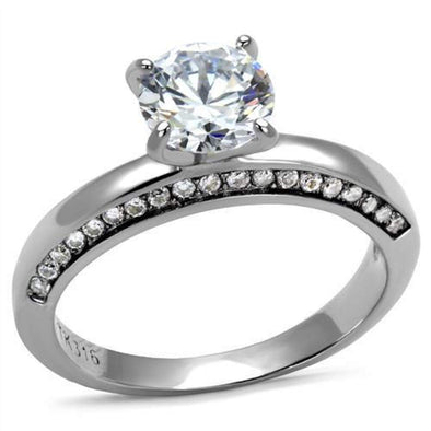 WildKlass Stainless Steel Ring High Polished Women AAA Grade CZ Clear-WildKlass Jewelry