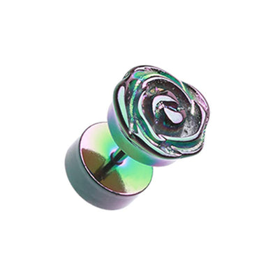 Full Bloom Rose Iridescent Metallic Pearl Fake WildKlass Plug-WildKlass Jewelry