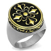 WildKlass Stainless Steel Ring Two-Tone IP Gold Men Epoxy Jet-WildKlass Jewelry