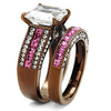 WildKlass Stainless Steel Ring IP Coffee Light Women AAA Grade CZ Clear-WildKlass Jewelry