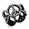 WildKlass Stainless Steel Ring IP Black Women Top Grade Crystal Clear-WildKlass Jewelry