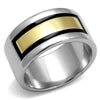 WildKlass Stainless Steel Ring Two-Tone IP Gold Men Epoxy Jet-WildKlass Jewelry