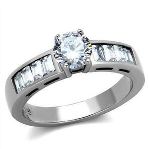 WildKlass Stainless Steel Ring High Polished (no Plating) Women AAA Grade CZ Clear-WildKlass Jewelry
