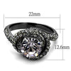 WildKlass Stainless Steel Ring IP Light Black (IP Gun) Women Top Grade Crystal Light Amethyst-WildKlass Jewelry