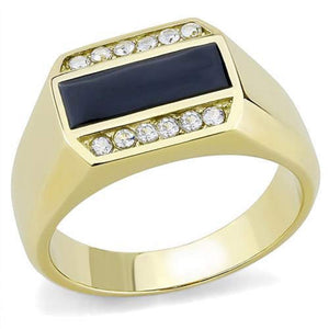 WildKlass Stainless Steel Ring IP GoldMen AAA Grade CZ Clear-WildKlass Jewelry
