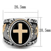 WildKlass Stainless Steel Ring Two-Tone IP Rose Gold Men Epoxy Jet-WildKlass Jewelry