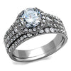 WildKlass Stainless Steel Ring High Polished Women AAA Grade CZ Clear-WildKlass Jewelry