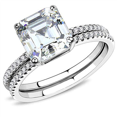 WildKlass Stainless Steel Ring High Polished Women Cubic Clear-WildKlass Jewelry