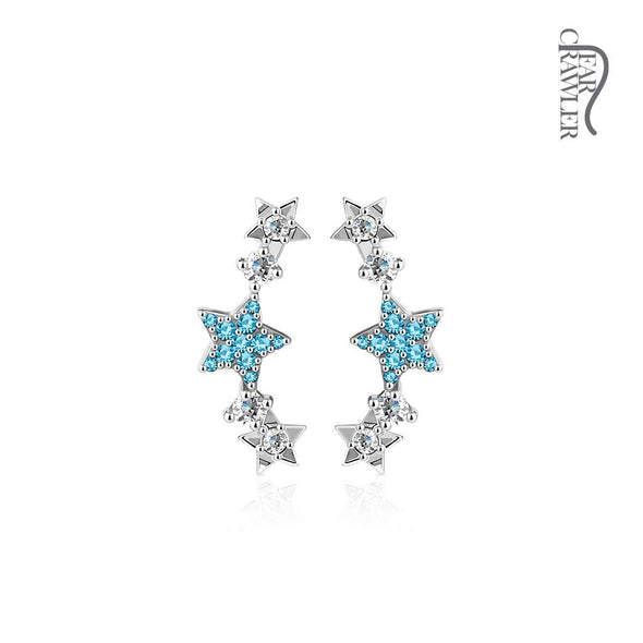Pair of CZ Paved Stars Prepacked WildKlass Ear Crawler/Ear Climber-WildKlass Jewelry