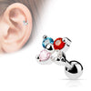 Flower Quad WildKlass CZ Tragus/Cartilage Piercing Stud Barbells 316L Surgical Steel-WildKlass Jewelry