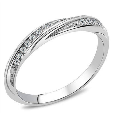WildKlass Stainless Steel Ring High Polished Women AAA Grade CZ Clear-WildKlass Jewelry