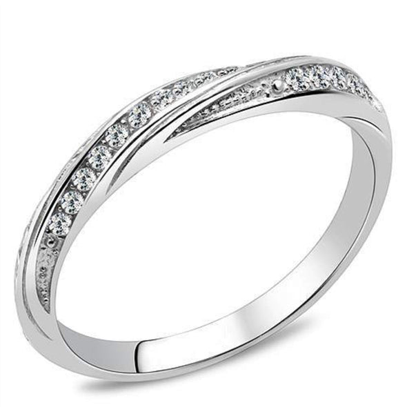 WildKlass Stainless Steel Ring High Polished Women AAA Grade CZ Clear-WildKlass Jewelry